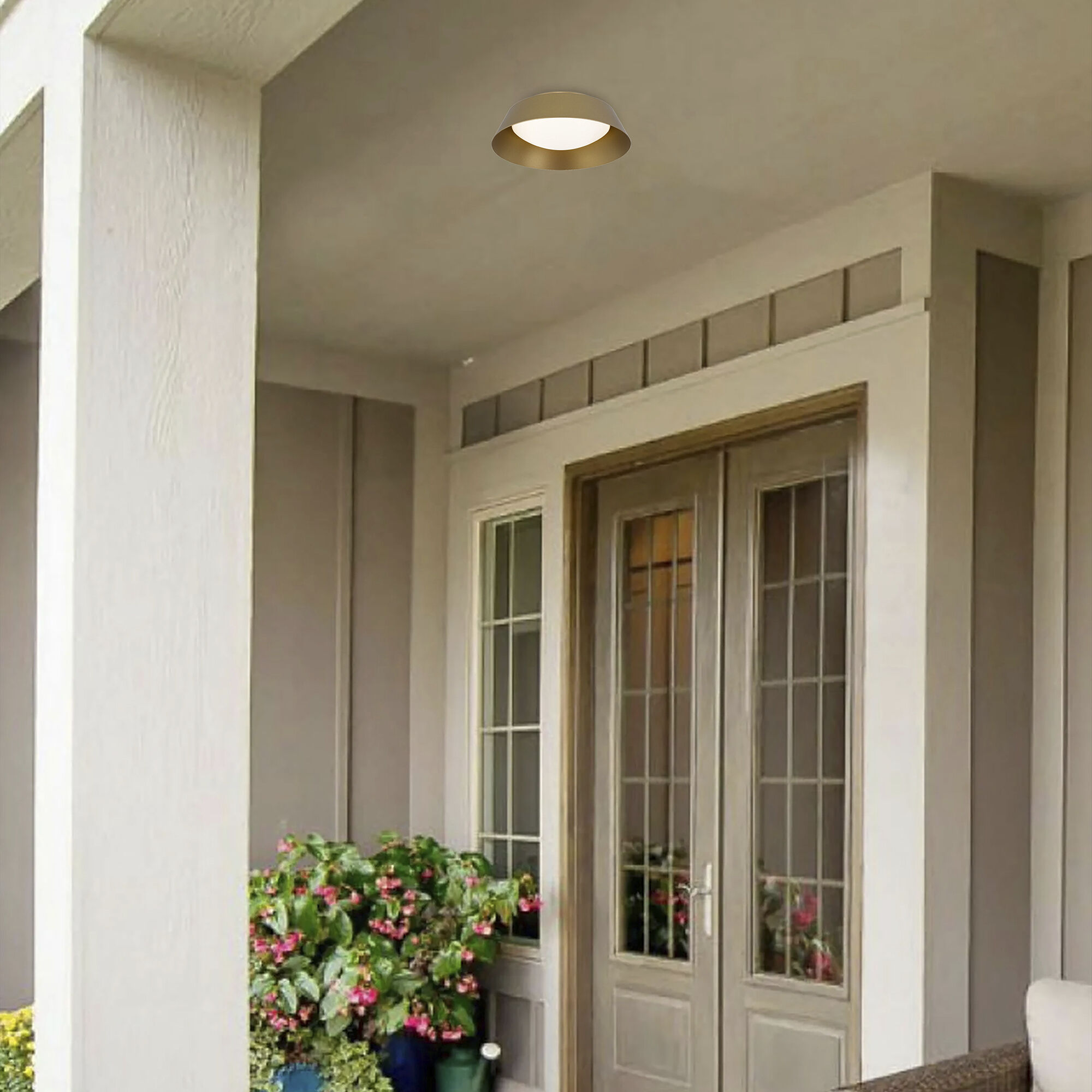 Pez LED 11 inch Painted Brass Outdoor Flush Mount